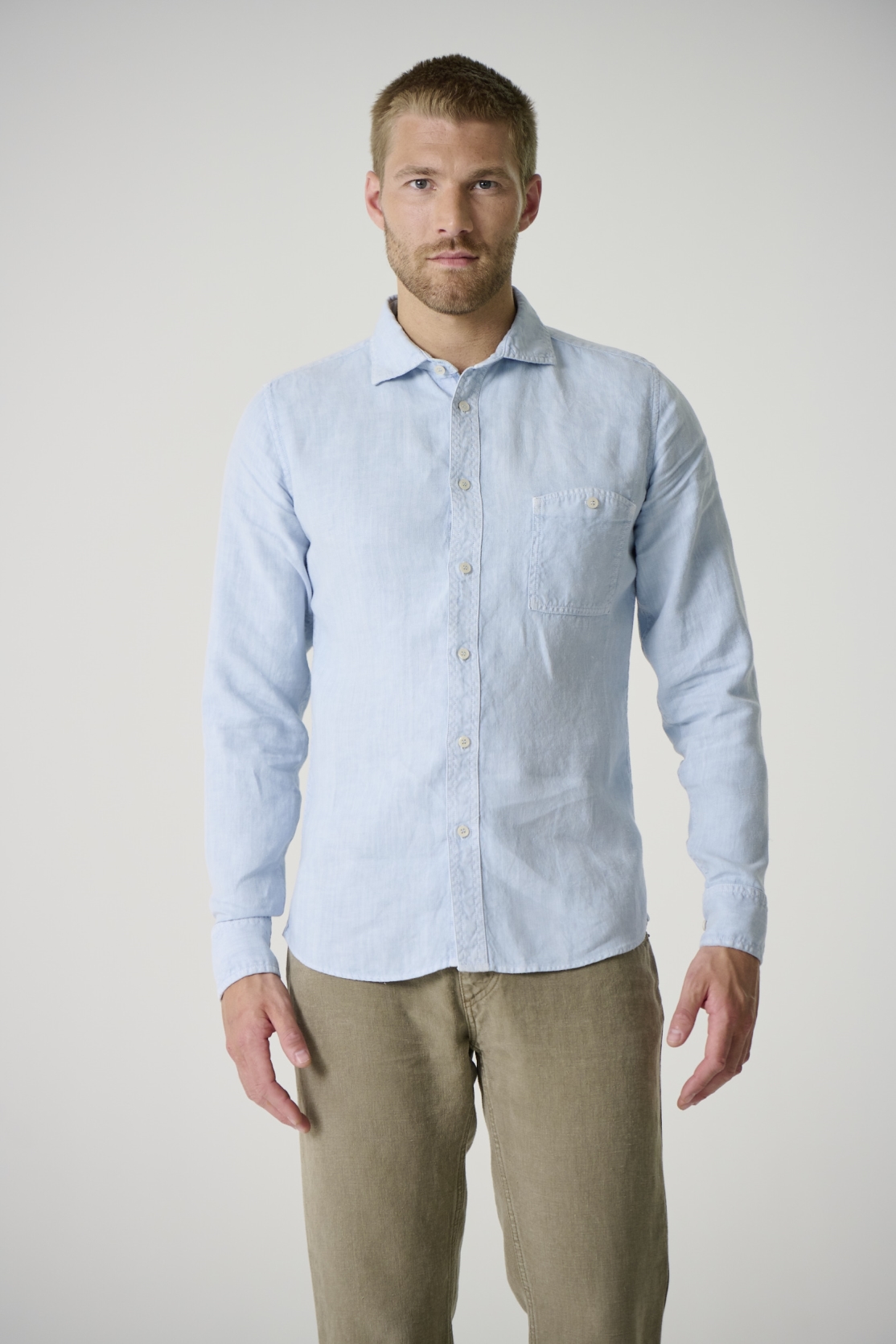 HempAge Herren vegan Hemd Slim Fit Rauchblau