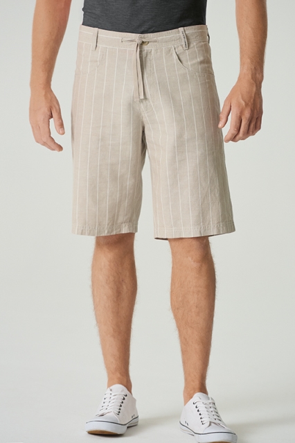 HempAge Herren vegan Shorts Gestreift Distel Beige