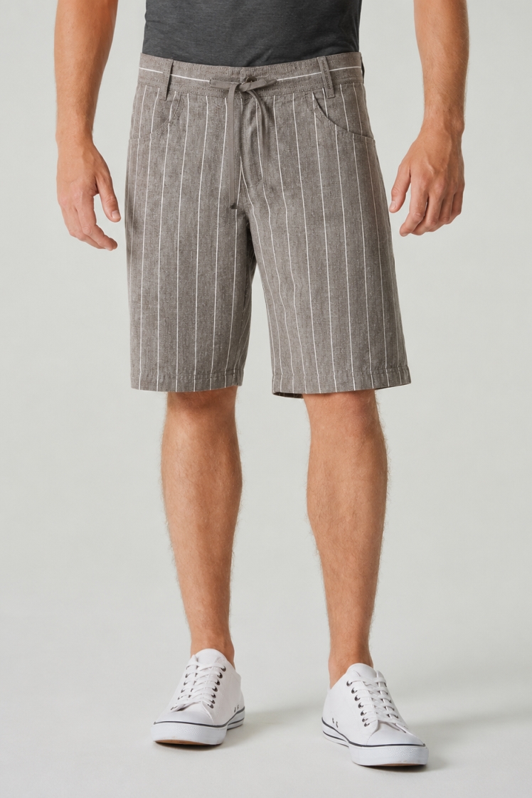 HempAge Herren vegan Gestreifte Shorts In Asphaltgrau