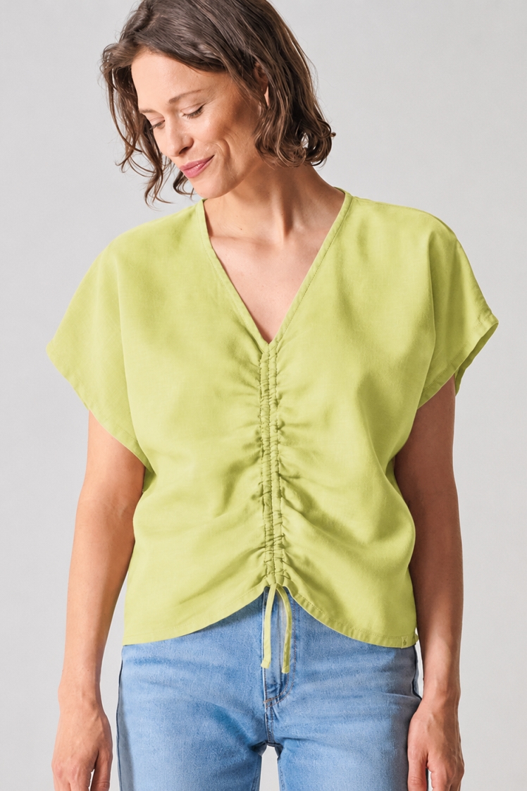 HempAge Damen vegan Bluse Gathered Summer Lindgr&Atilde;&frac14;n