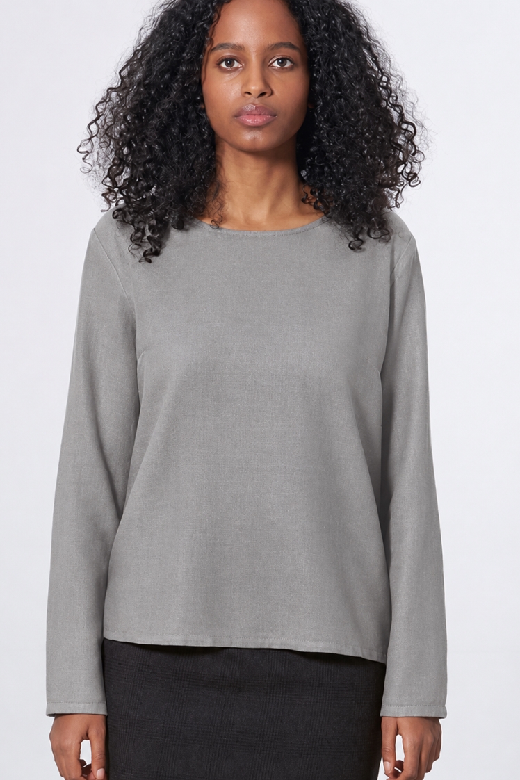 HempAge Damen vegan Bluse Gewebt Taupefarben