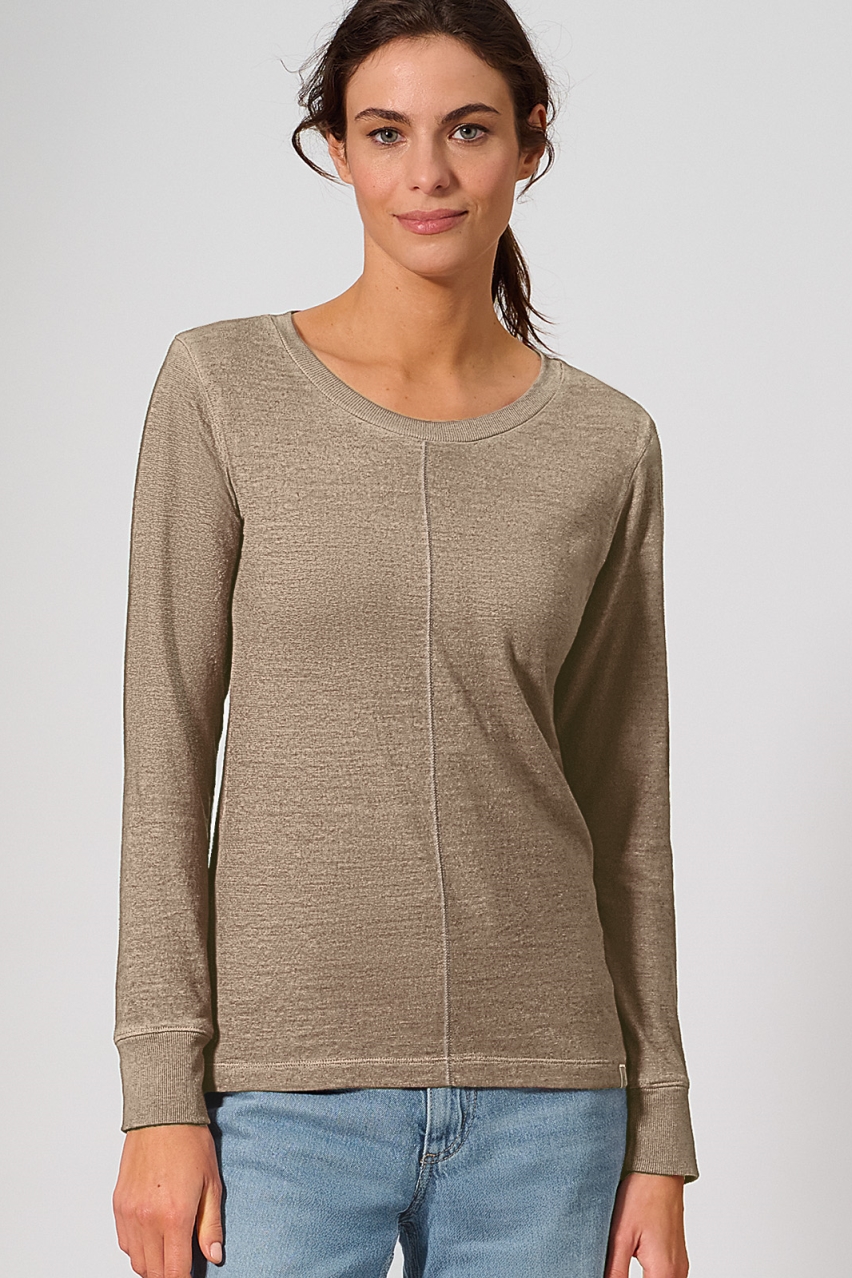 HempAge Damen vegan Langarmshirt Shiitake Braun
