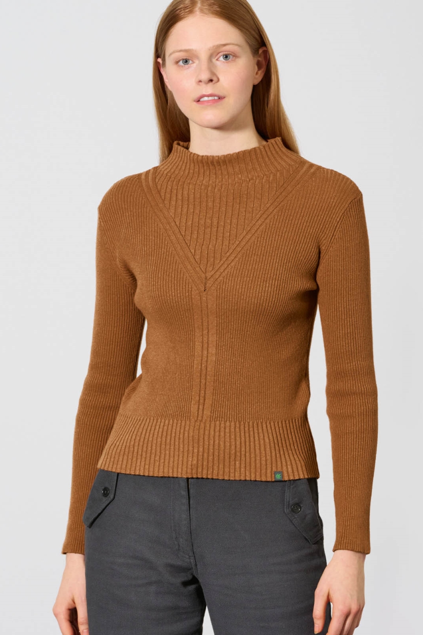 HempAge Damen vegan Pullover In Mandelbraun