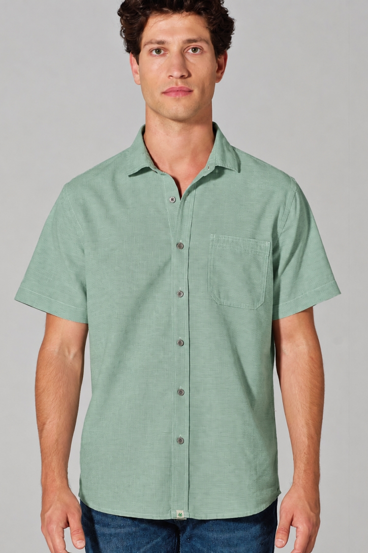 HempAge Herren vegan Kurzarm Shirt In Menta Gr&Atilde;&frac14;n