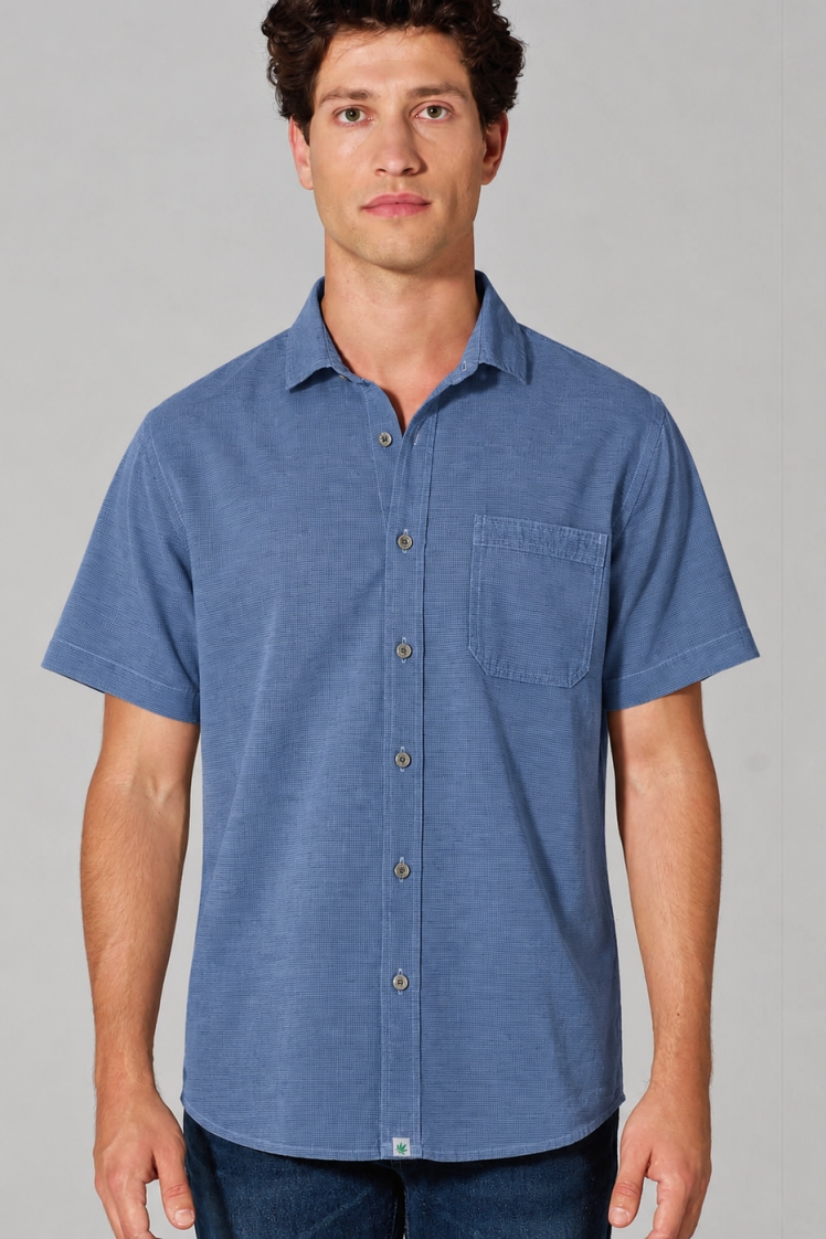 HempAge Herren vegan Kurzarm Shirt Blueberry
