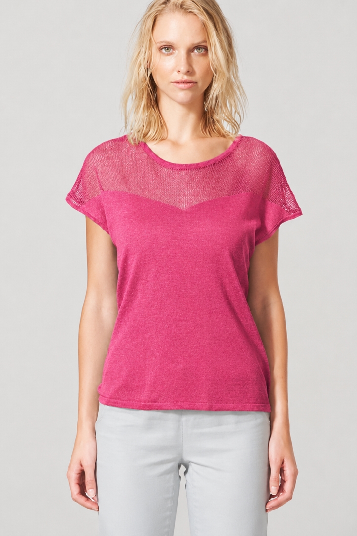HempAge Damen vegan Top Mesh Sangria Rot