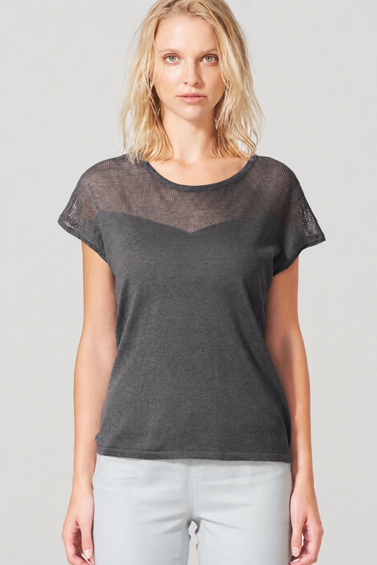 HempAge Damen vegan Top Mesh Anthrazit