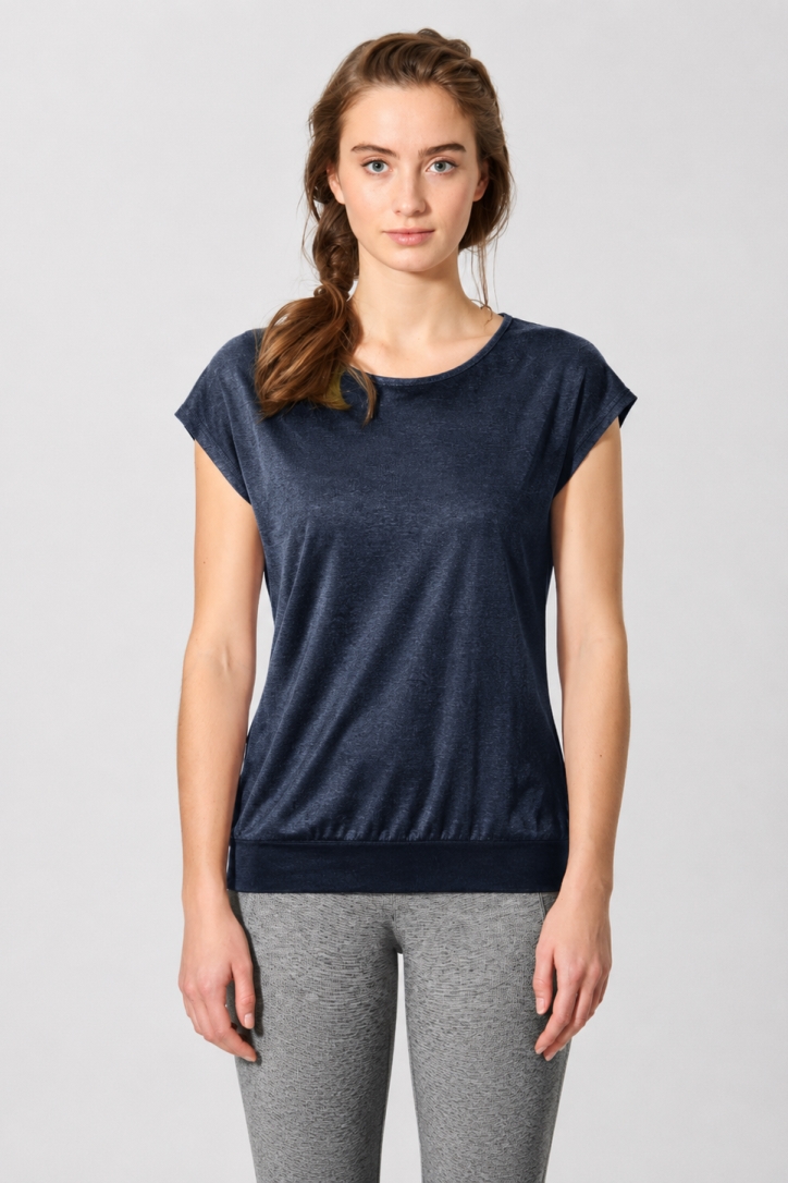 Hempage womens vegan Yoga Shirt Sleeveless Navy