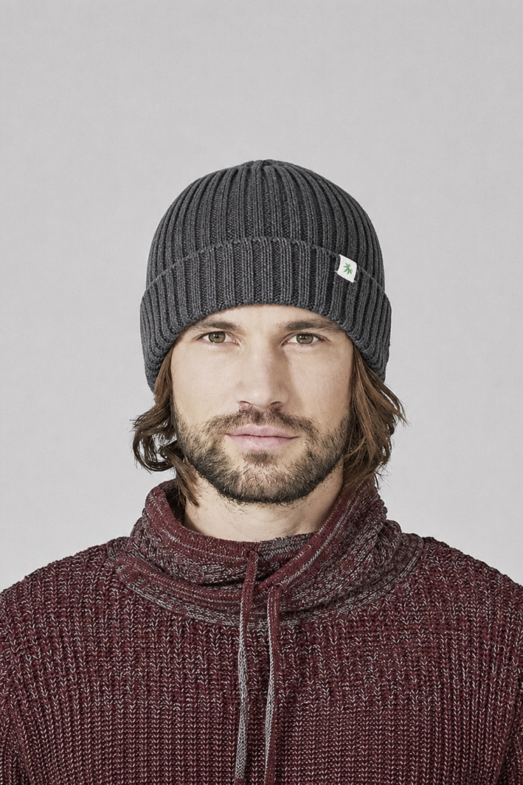 Hempage men vegan Knitted Hat Sailor Anthracite
