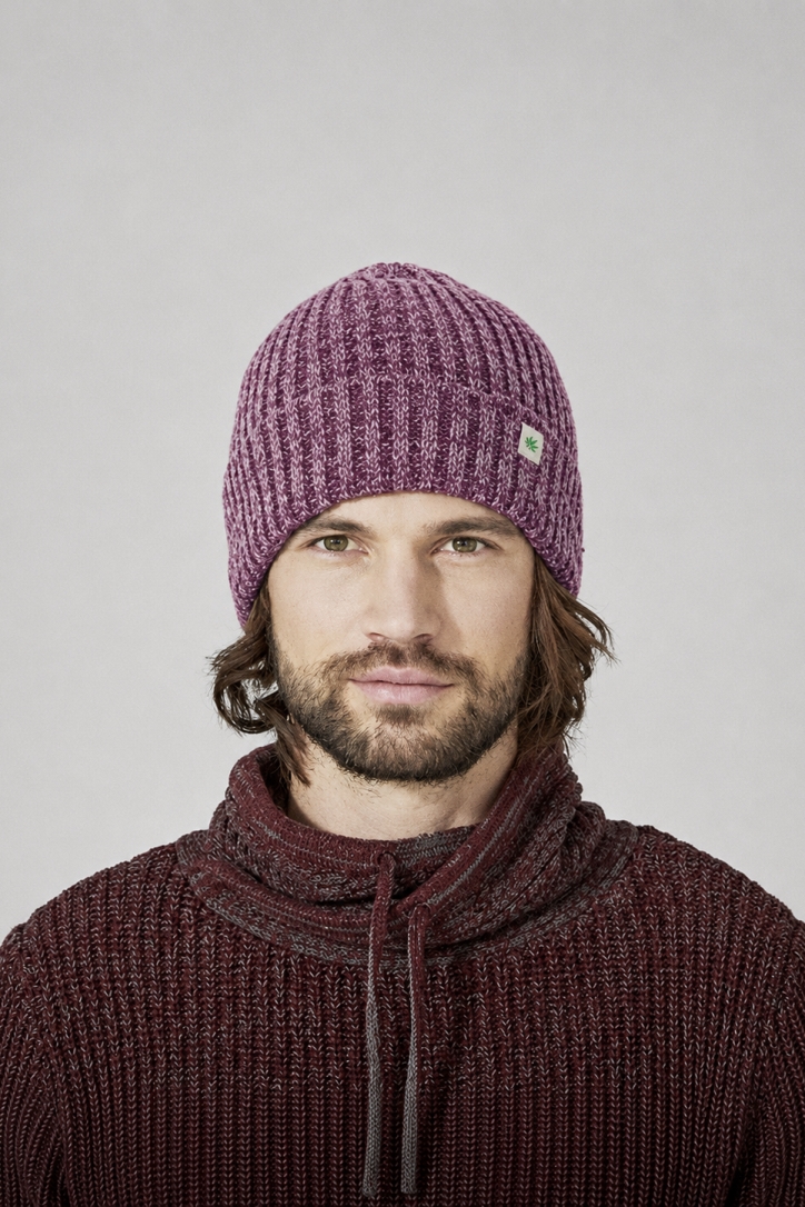 Hempage men vegan Knitted Hat Sailor Purple Grey