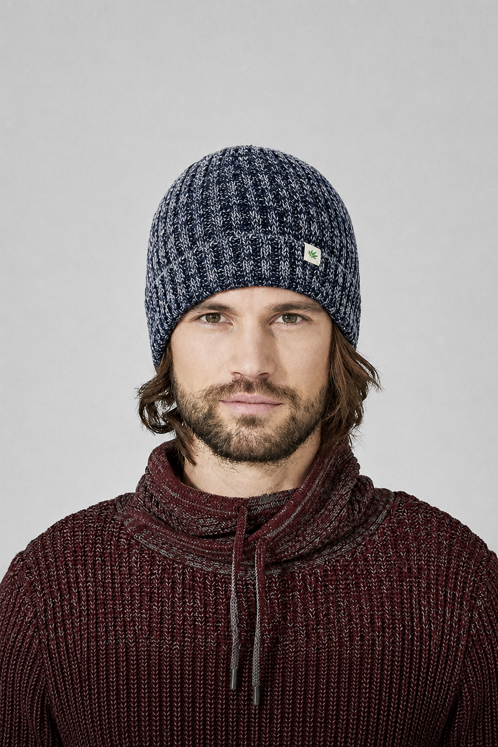 Hempage men vegan Knitted Hat Sailor Navy Grey
