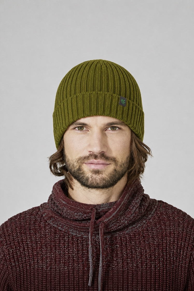 Hempage men vegan Knitted Hat Sailor Pasture Green