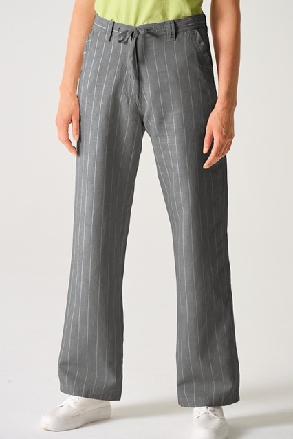 HempAge Damen vegan Hose Marlene Gestreift Asphaltgrau