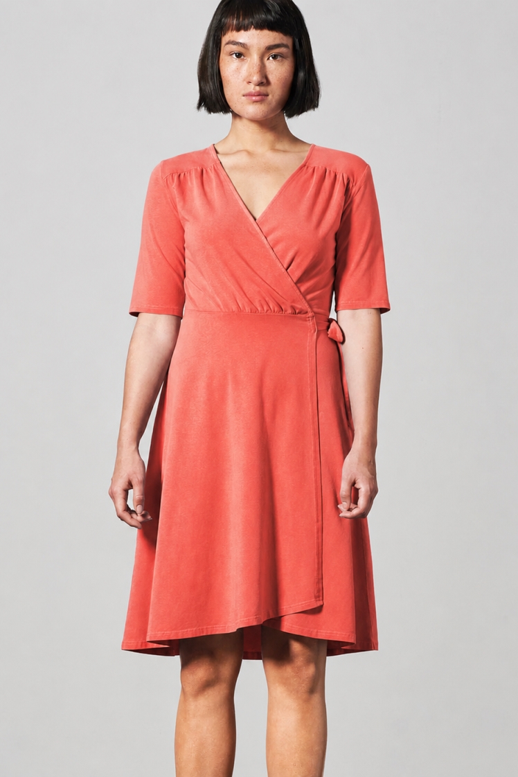 HempAge Damen vegan Wickelkleid Orange