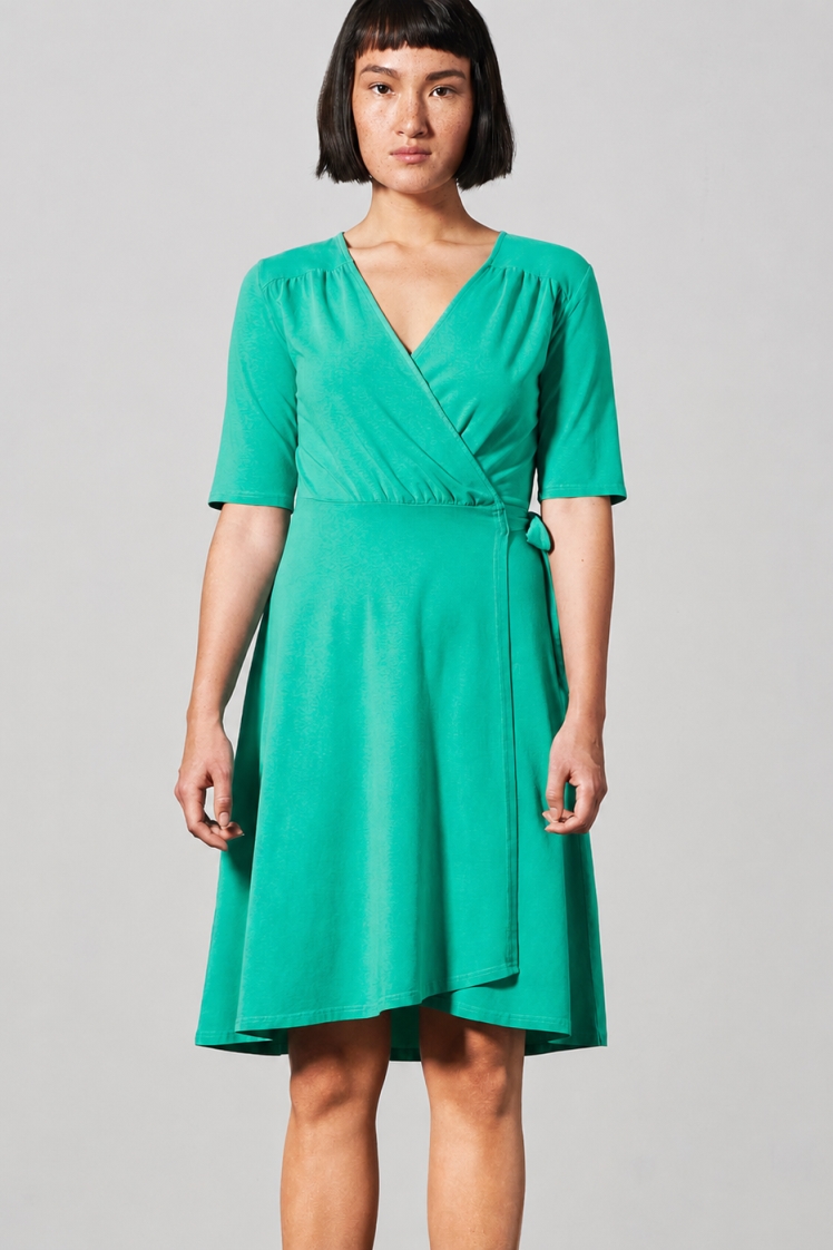 HempAge Damen vegan Wickelkleid In Smaragdgr&Atilde;&frac14;n