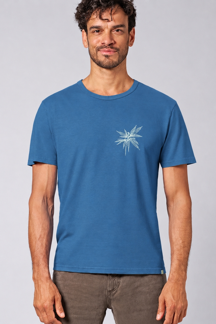HempAge Herren vegan T-Shirt Timeless Mit Aufdruck Ozeanblau