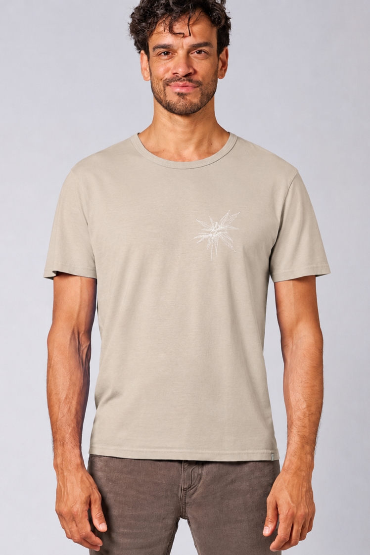 HempAge Herren vegan T-Shirt Timeless Mit Distel Print Beige