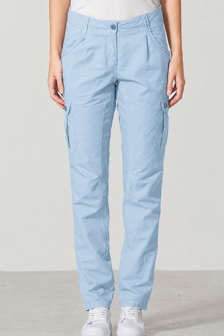 HempAge Damen vegan Cargohose In Clearsky Blau