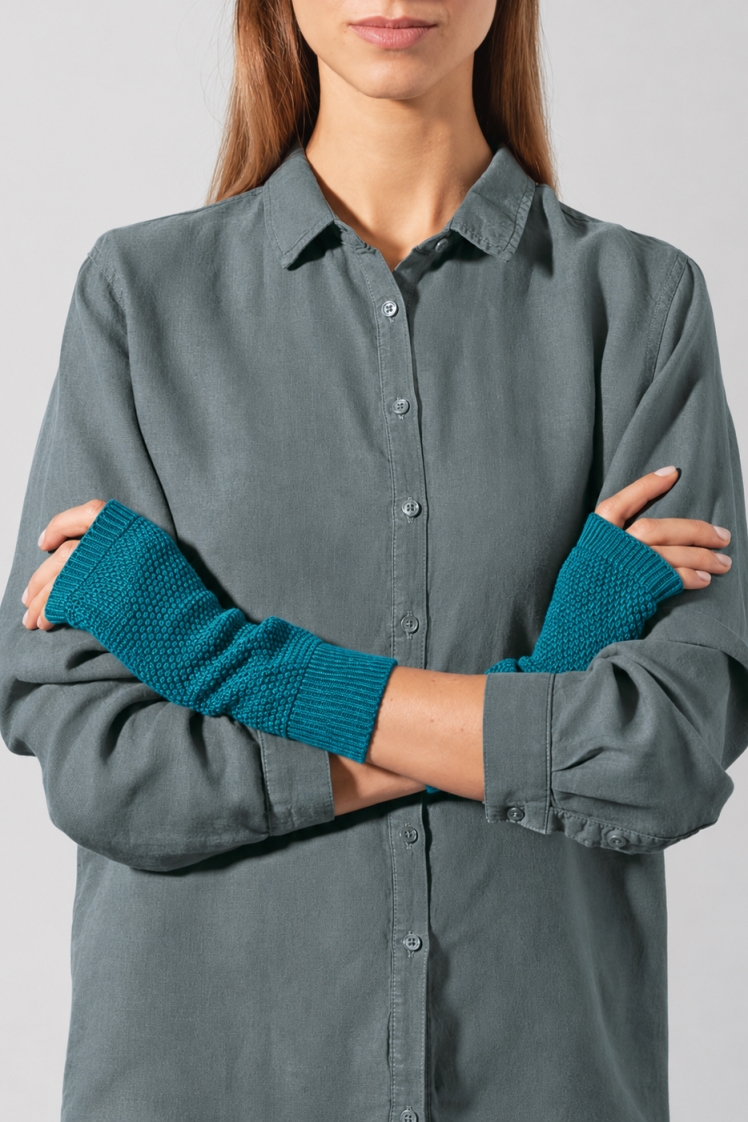 Hempage womens vegan Arm Warmers Lagoon Teal