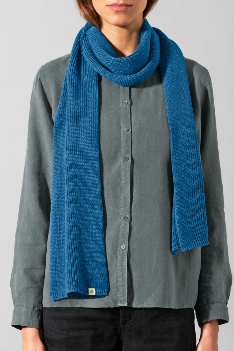 HempAge Damen vegan Schal Einfarbig Meerblau
