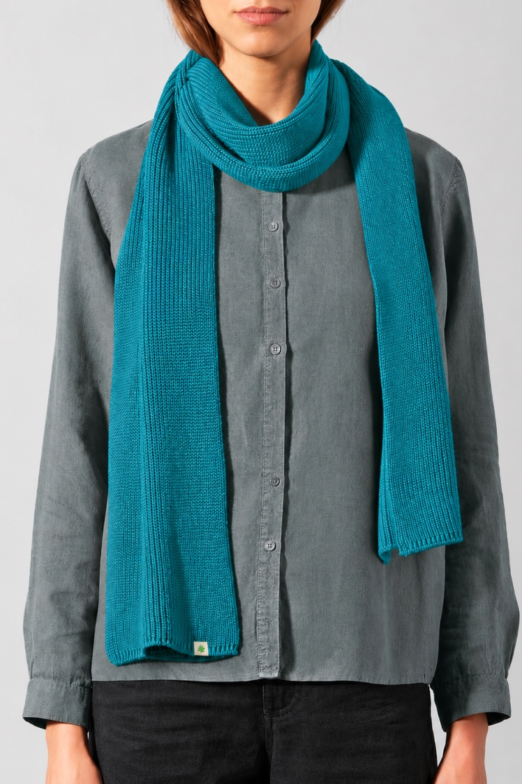 HempAge Damen vegan Schal Einfarbig Lagunenblau