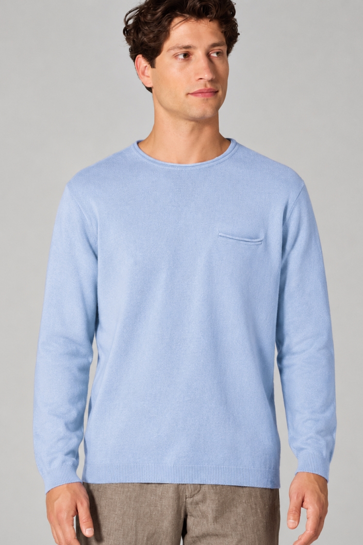 HempAge Herren vegan Pullover Summer In Wasserblau