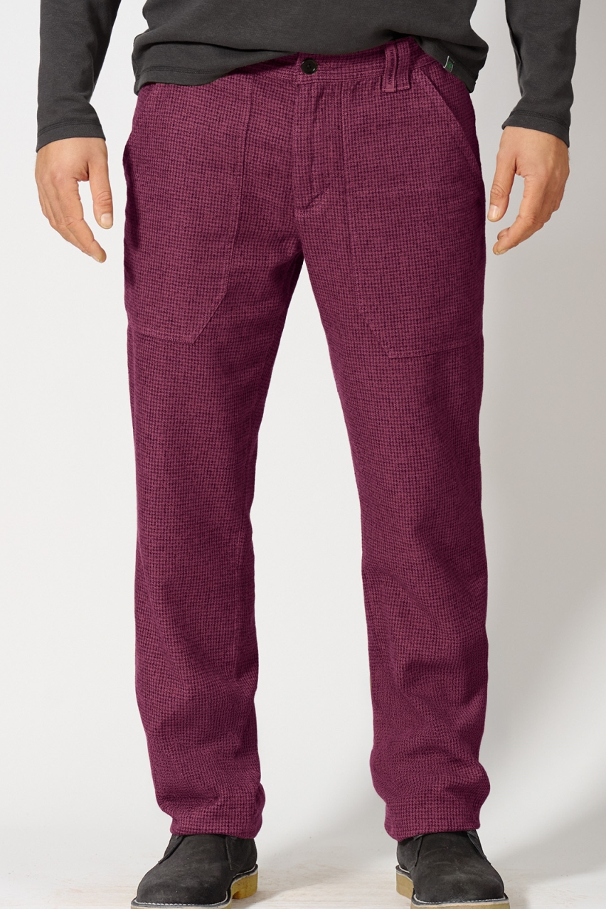 Hempage men vegan Men's Trousers Houndstooth Wine Red