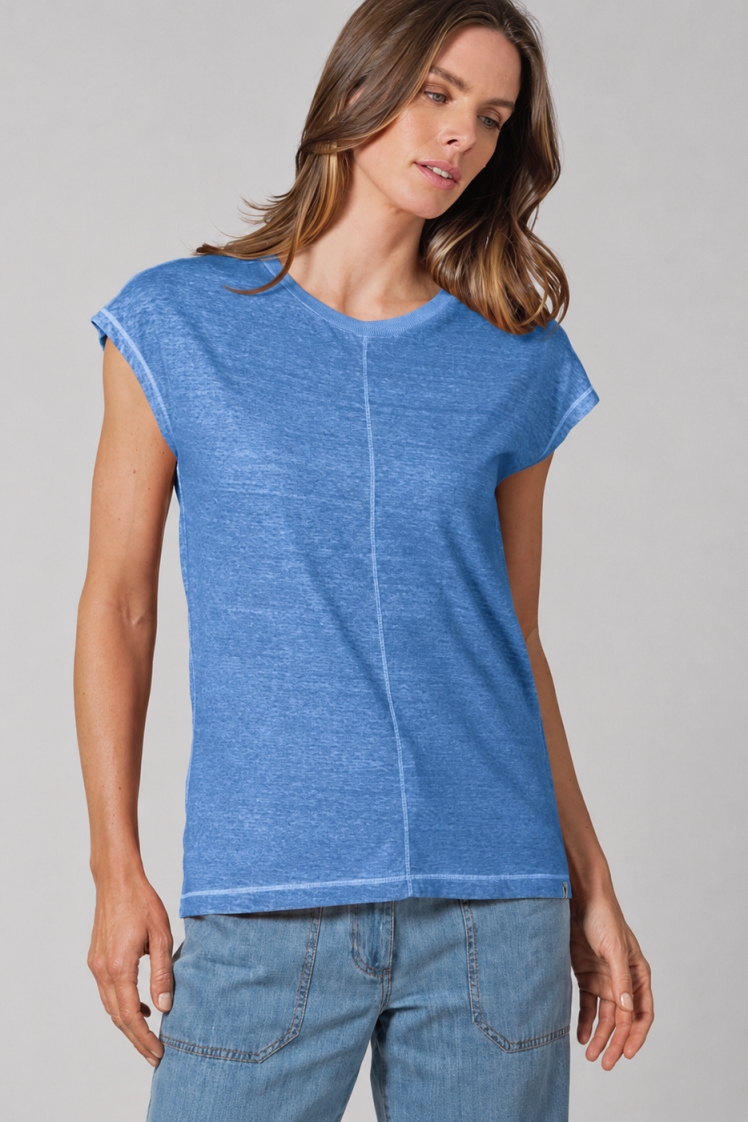 HempAge Damen vegan T-Shirt Mit Ziern&Atilde;&curren;hten Ozeanblau
