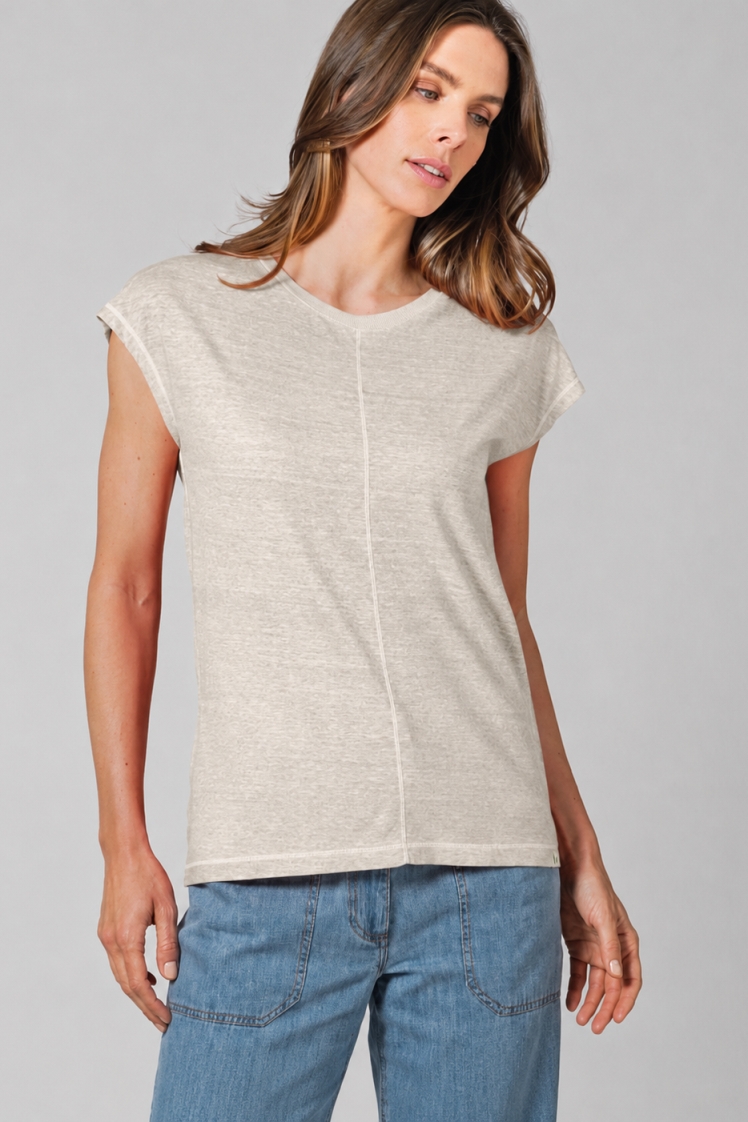 HempAge Damen vegan T-Shirt Mit Ziern&Atilde;&curren;hten Distel Beige