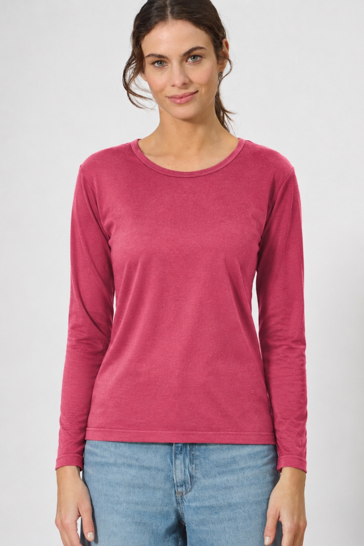 HempAge Damen vegan Langarmshirt Basic Barolo Pink