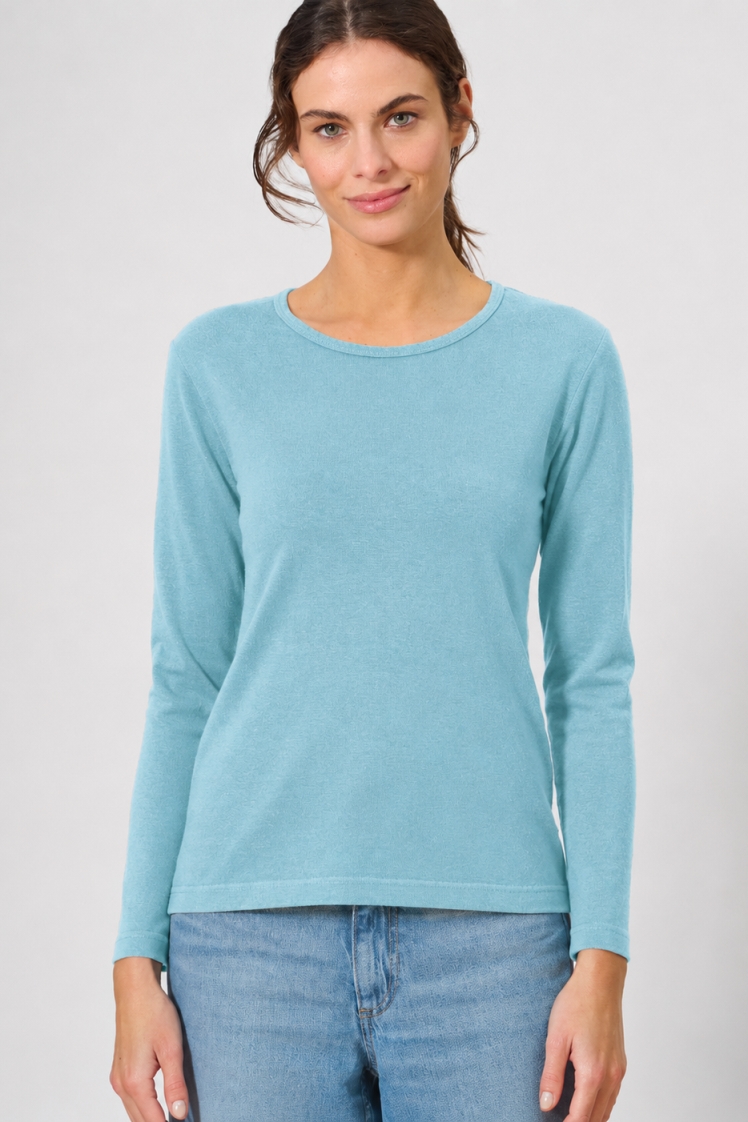 HempAge Damen vegan Langarmshirt Basic Wave Blau