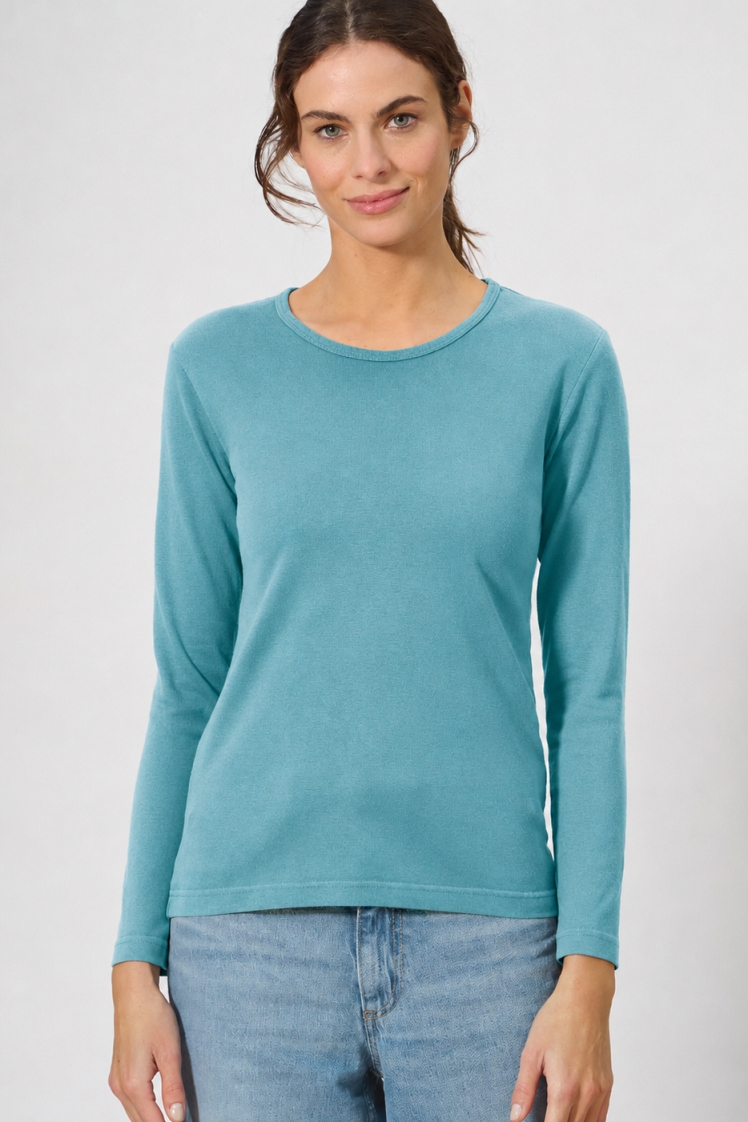 HempAge Damen vegan Langarmshirt Basic Shelf Blau