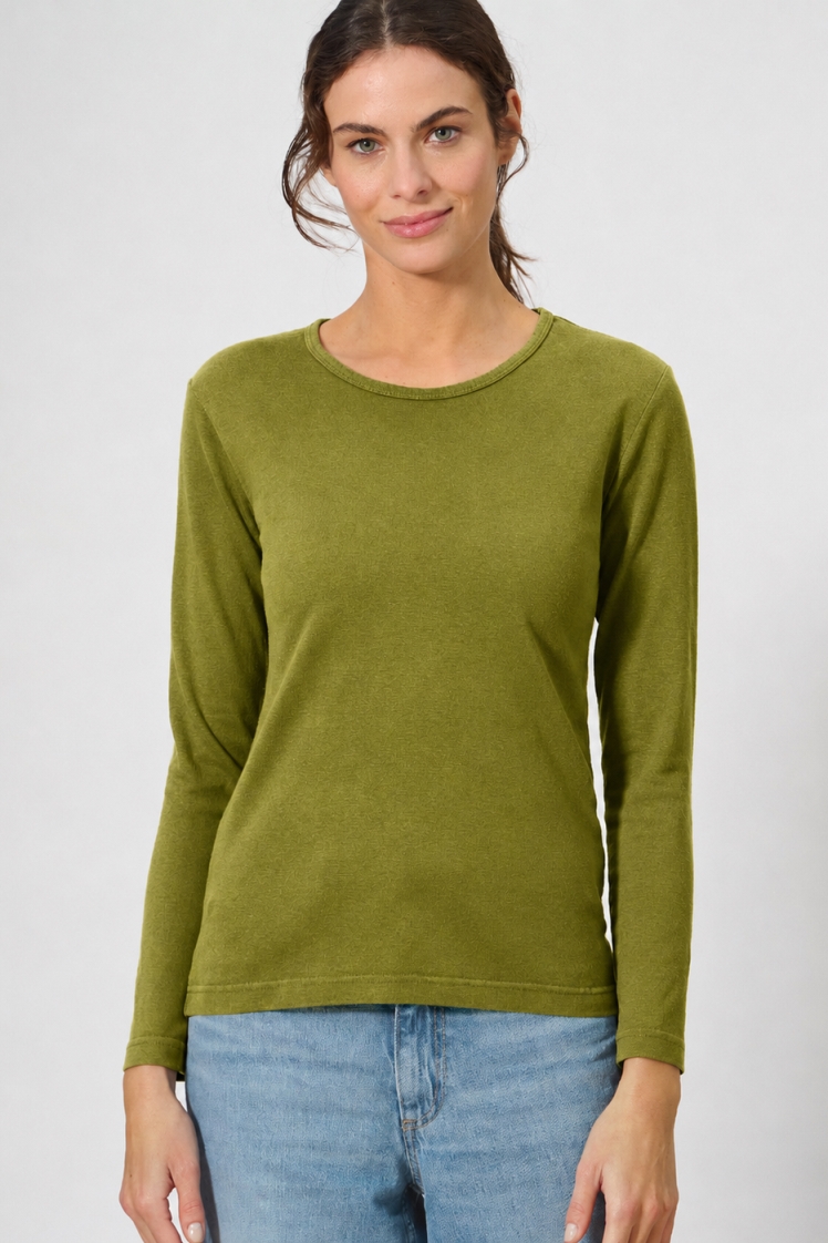 HempAge Damen vegan Langarmshirt Basic Weidegr&Atilde;&frac14;n