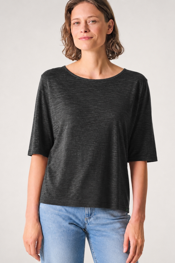 HempAge Damen vegan T-Shirt, L&Atilde;&curren;ssige Passform Schwarz