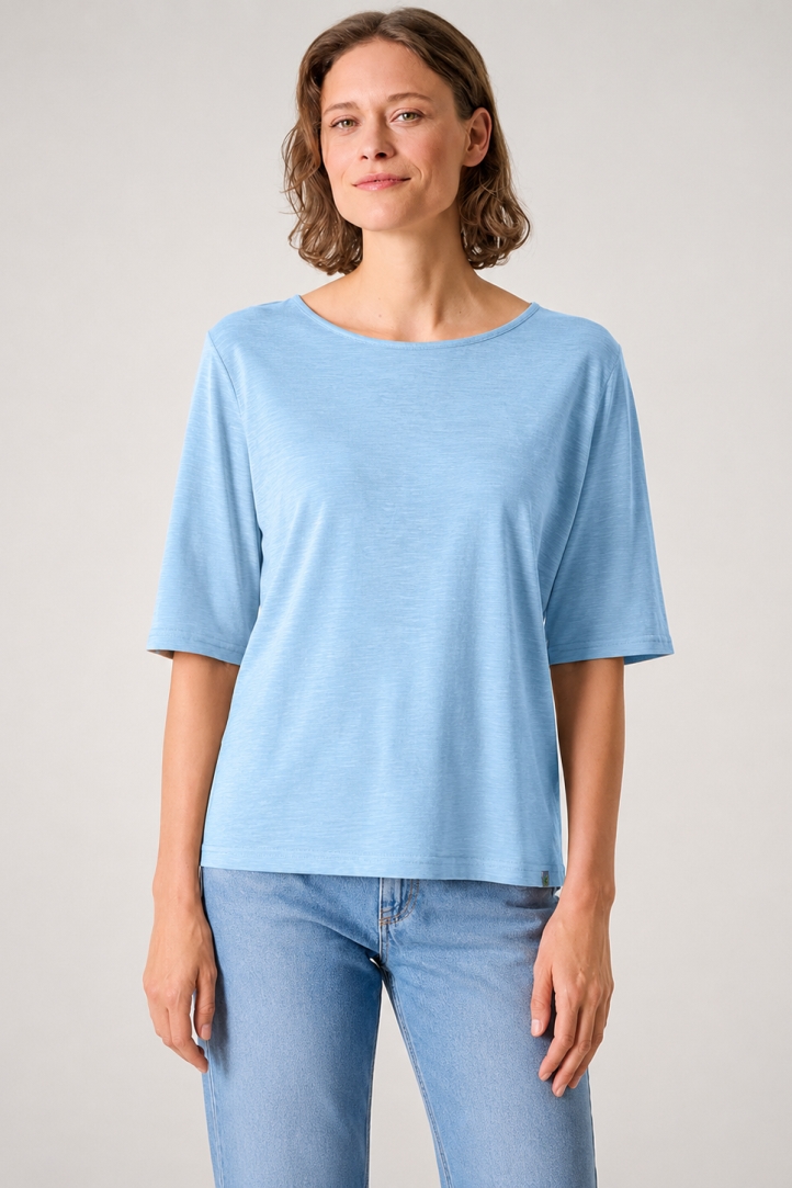 HempAge Damen vegan T-Shirt L&Atilde;&curren;ssige Passform Gletscherblau
