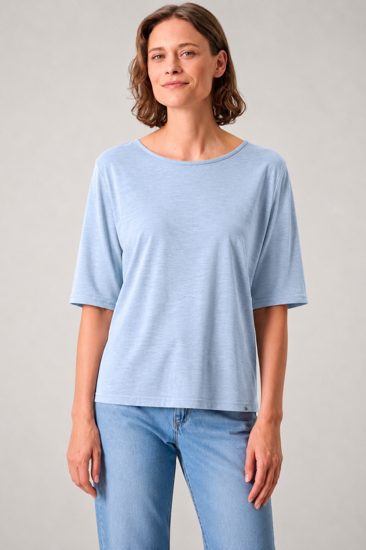 HempAge Damen vegan T-Shirt, L&Atilde;&curren;ssige Passform Rauchblau