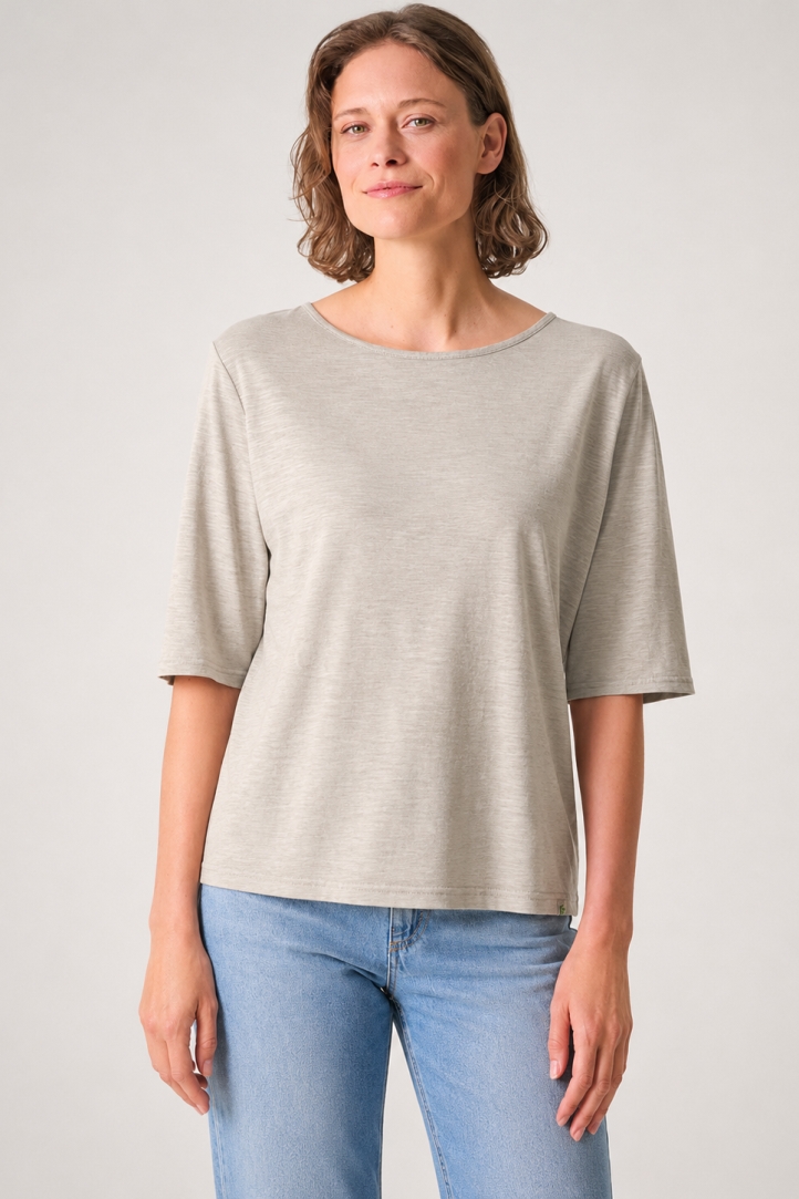 HempAge Damen vegan T-Shirt L&Atilde;&curren;ssige Passform Distel Beige