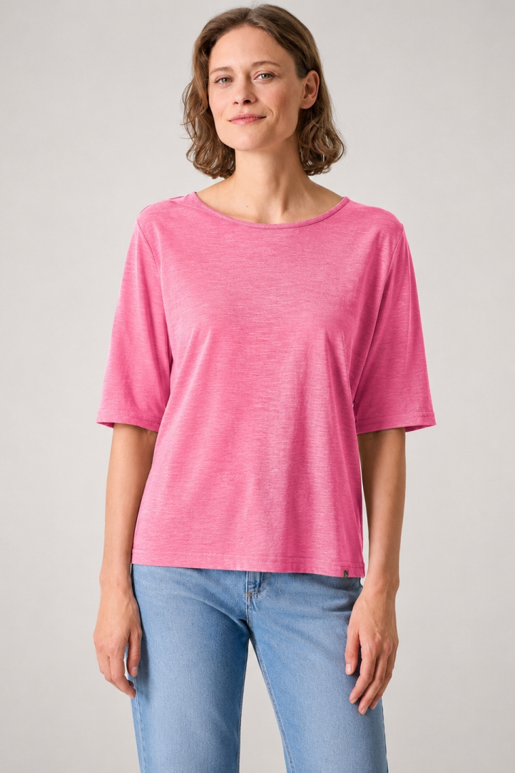 HempAge Damen vegan T-Shirt, L&Atilde;&curren;ssige Passform Hibiskusrosa