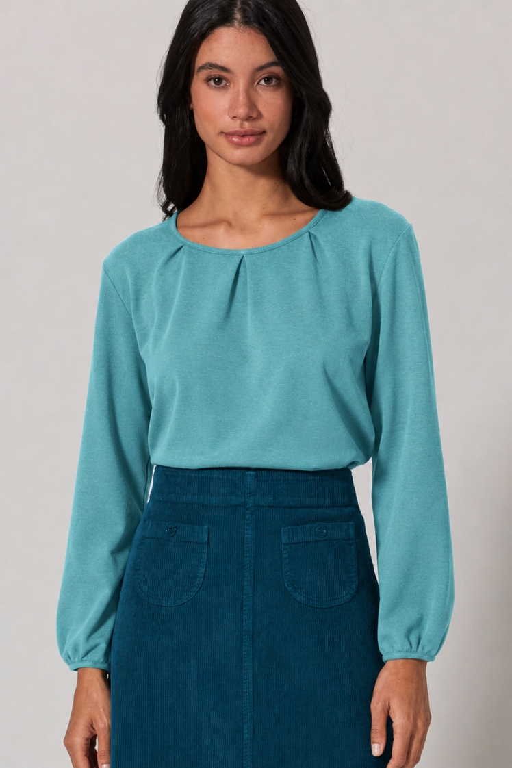 HempAge Damen vegan Top Mit Langen &Atilde;&bdquo;rmeln Regalblau