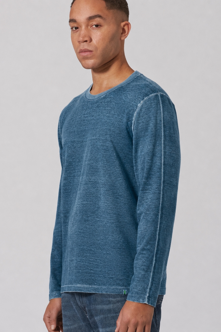 HempAge Herren vegan Langarmshirt Reef In Teal