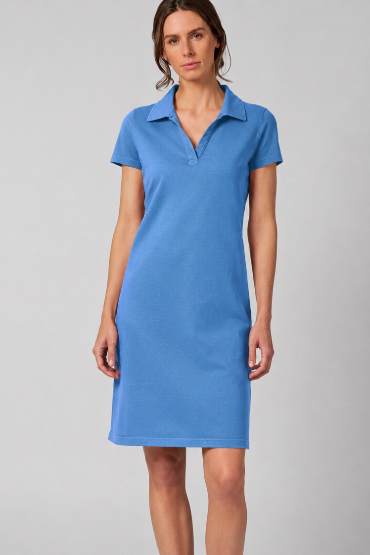 Hempage Damen vegan Kleid Timeless Summer Flat Collar Ocean