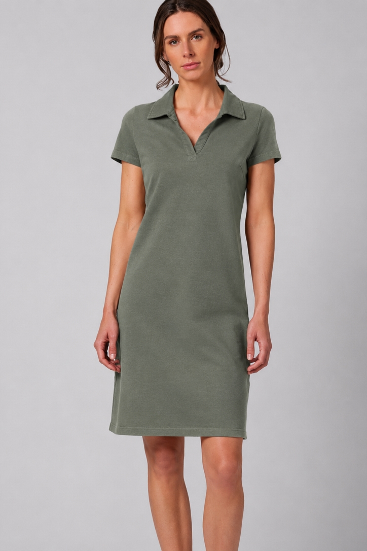 Hempage Damen vegan Kleid Timeless Summer Flacher Kragen MoosgrÃ¼n