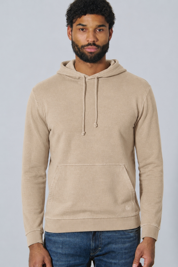 HempAge Herren vegan Hoodie Basic Grit Beige