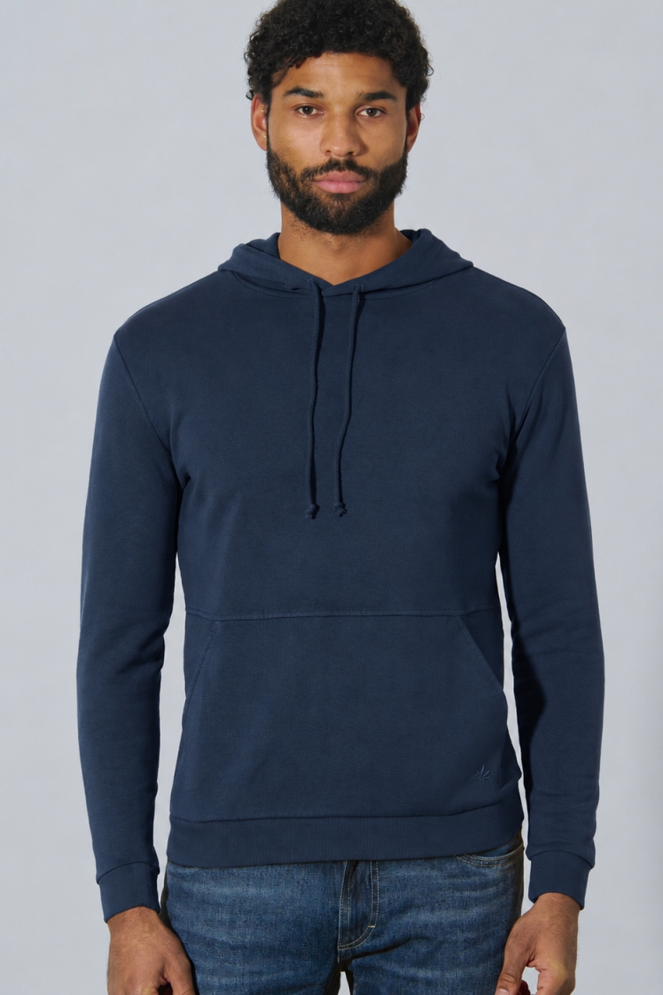 HempAge Herren vegan Hoodie Basic Marineblau
