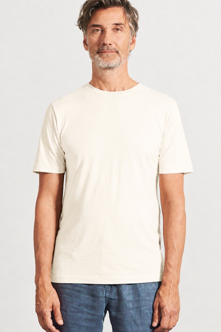 HempAge Herren vegan T-Shirt Slim Fit Cremefarben