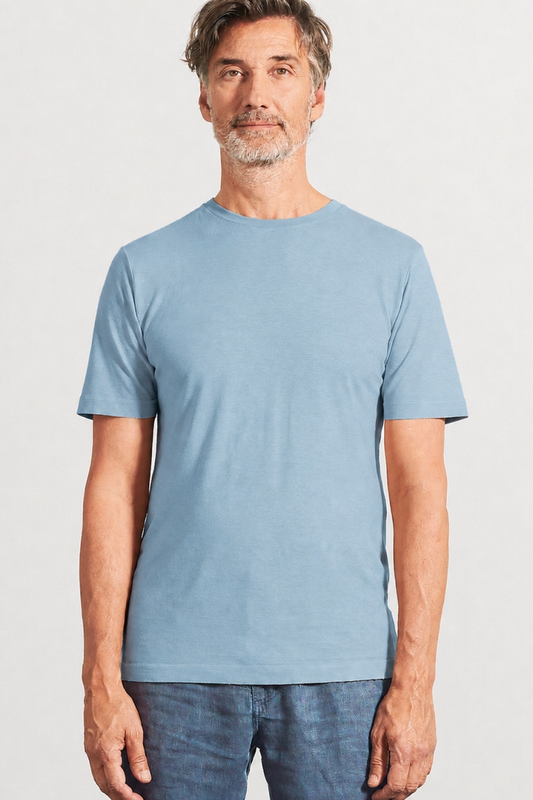HempAge Herren vegan T-Shirt Slim Fit Wave Blau