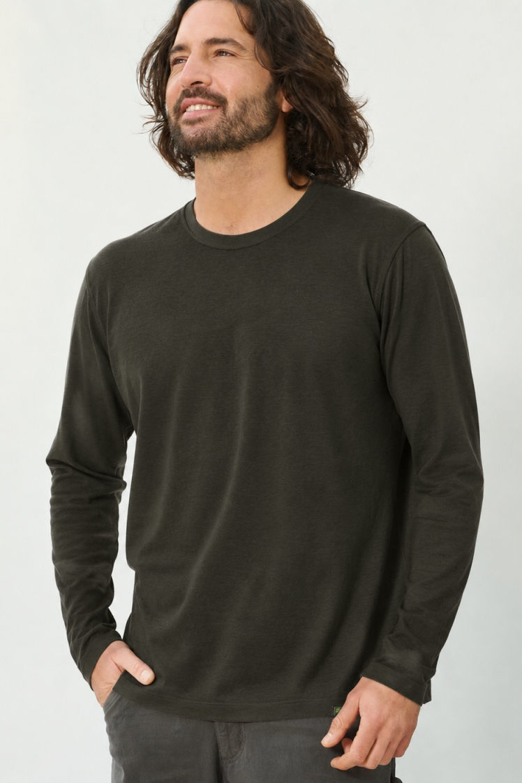 HempAge Herren vegan Langarmshirt Basic Wolf Grau