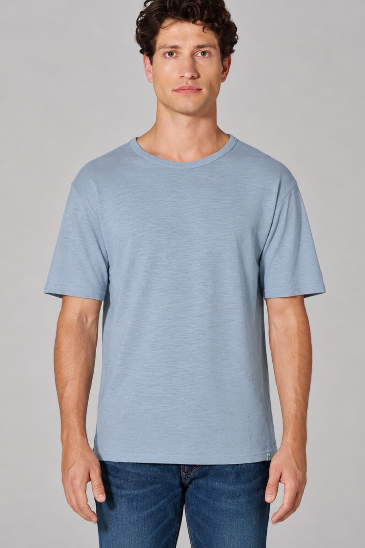 HempAge Herren vegan T-Shirt Aus Slub Jersey Rauchblau