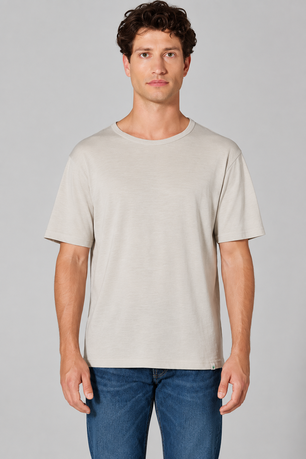 HempAge Herren vegan T-Shirt Aus Slub-Jersey Distel Beige