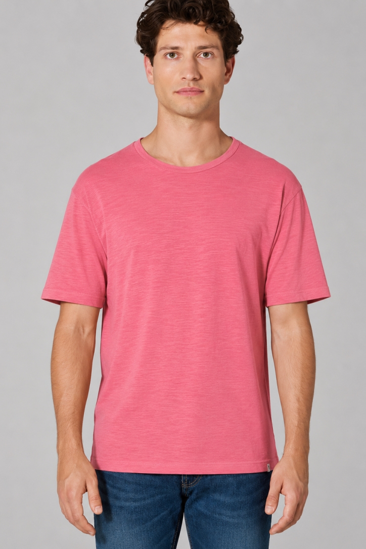 HempAge Herren vegan T-Shirt Aus Slub Jersey Hibiskusrosa